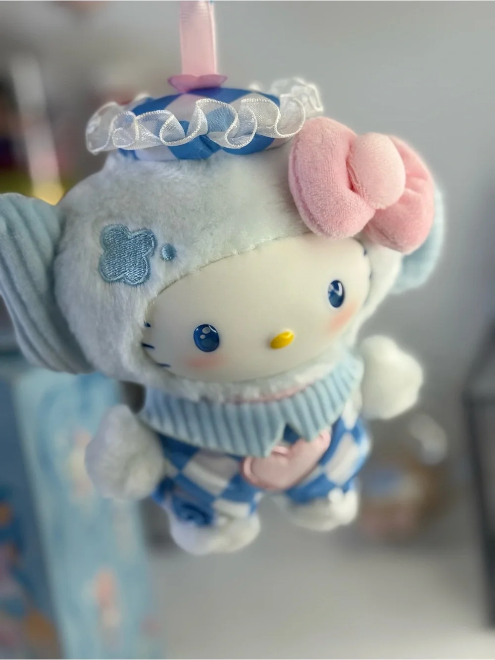 Sanrio Hello Kitty Blue, Pink & White Plush charm Accessory